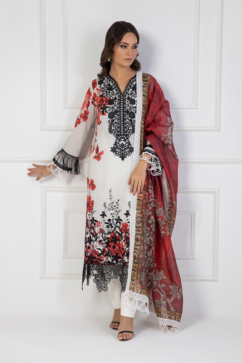Shamaeel Ansari | Bagh e Bahar Lawn | Surkh Bahar - Luxury Dress - available at Maria Faisal in UK and USA.