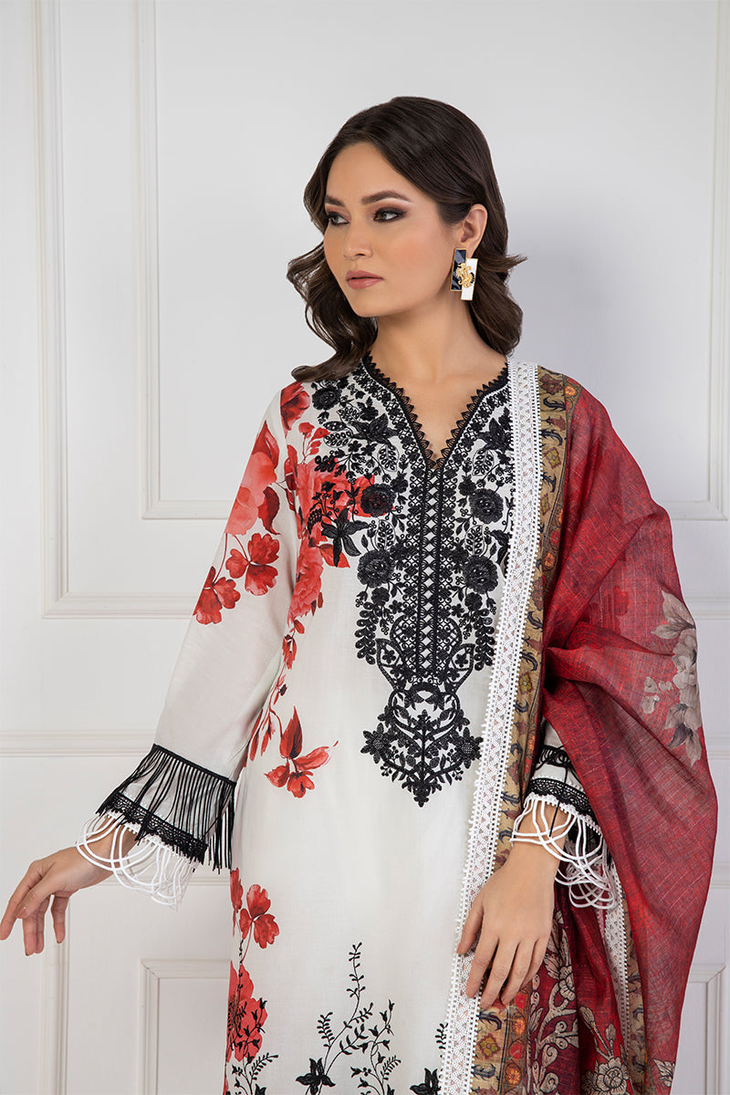 Shamaeel Ansari | Bagh e Bahar Lawn | Surkh Bahar - Luxury Dress - available at Maria Faisal in UK and USA.