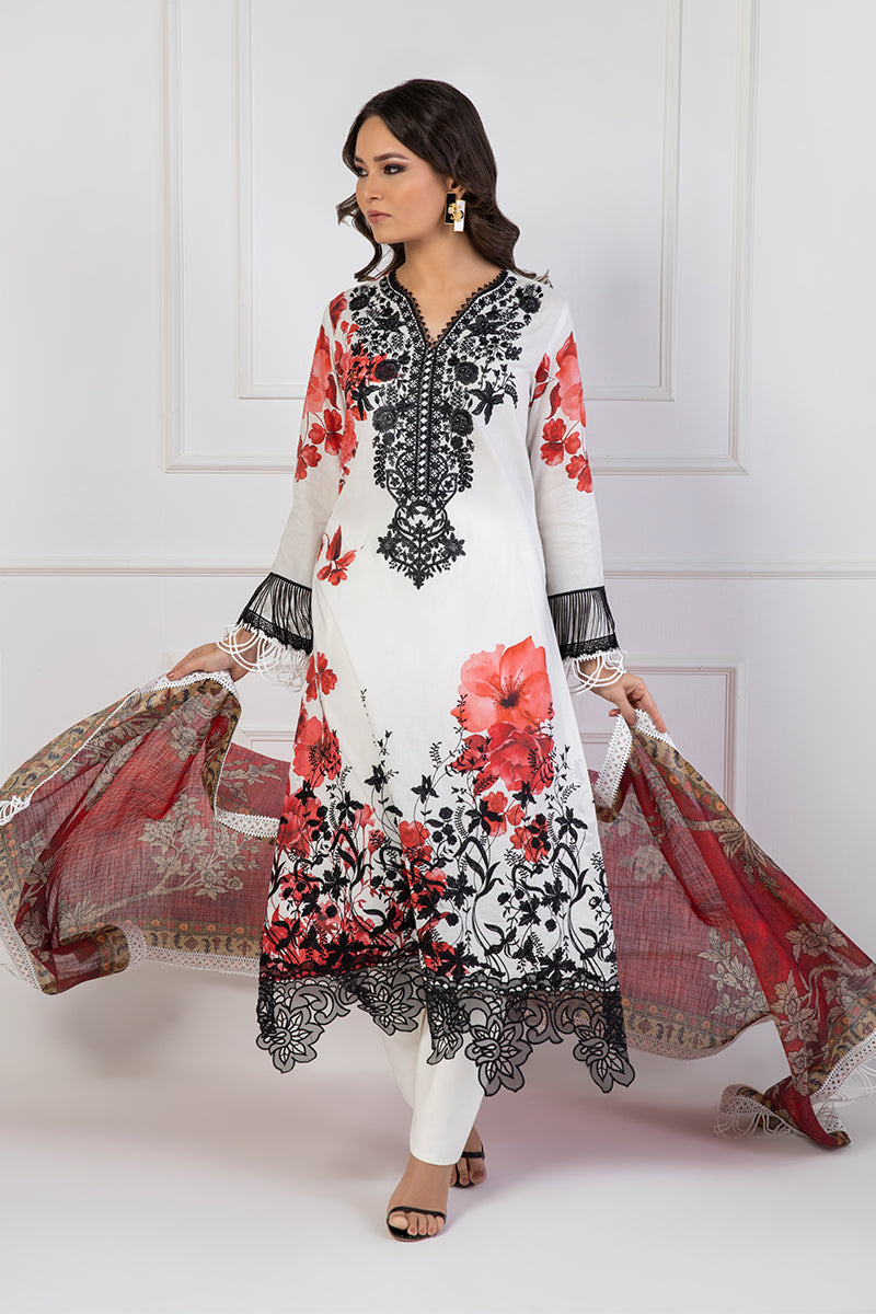 Shamaeel Ansari | Bagh e Bahar Lawn | Surkh Bahar - Luxury Dress - available at Maria Faisal in UK and USA.