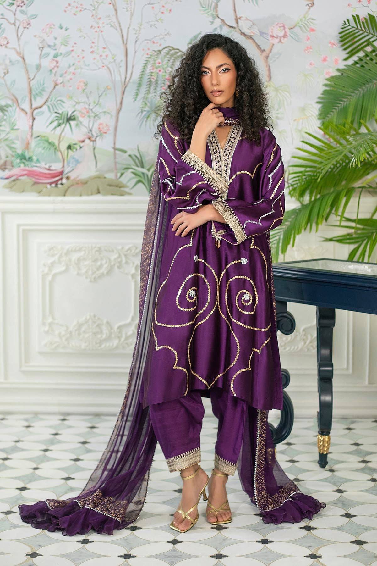 Annus Abrar | Sehr Eid Luxe | Izali Aubergine by Maria Faisal - Registered Vendor of : Annus Abrar - type : Ladies Clothes - 100% original wedding dresses