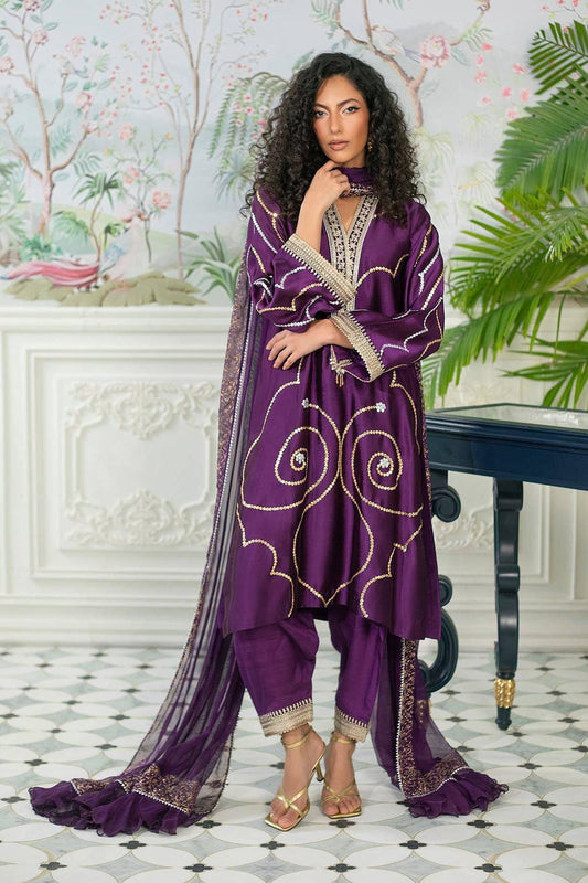 Annus Abrar | Sehr Eid Luxe | Izali Aubergine by Maria Faisal - Registered Vendor of : Annus Abrar - type : Ladies Clothes - 100% original wedding dresses