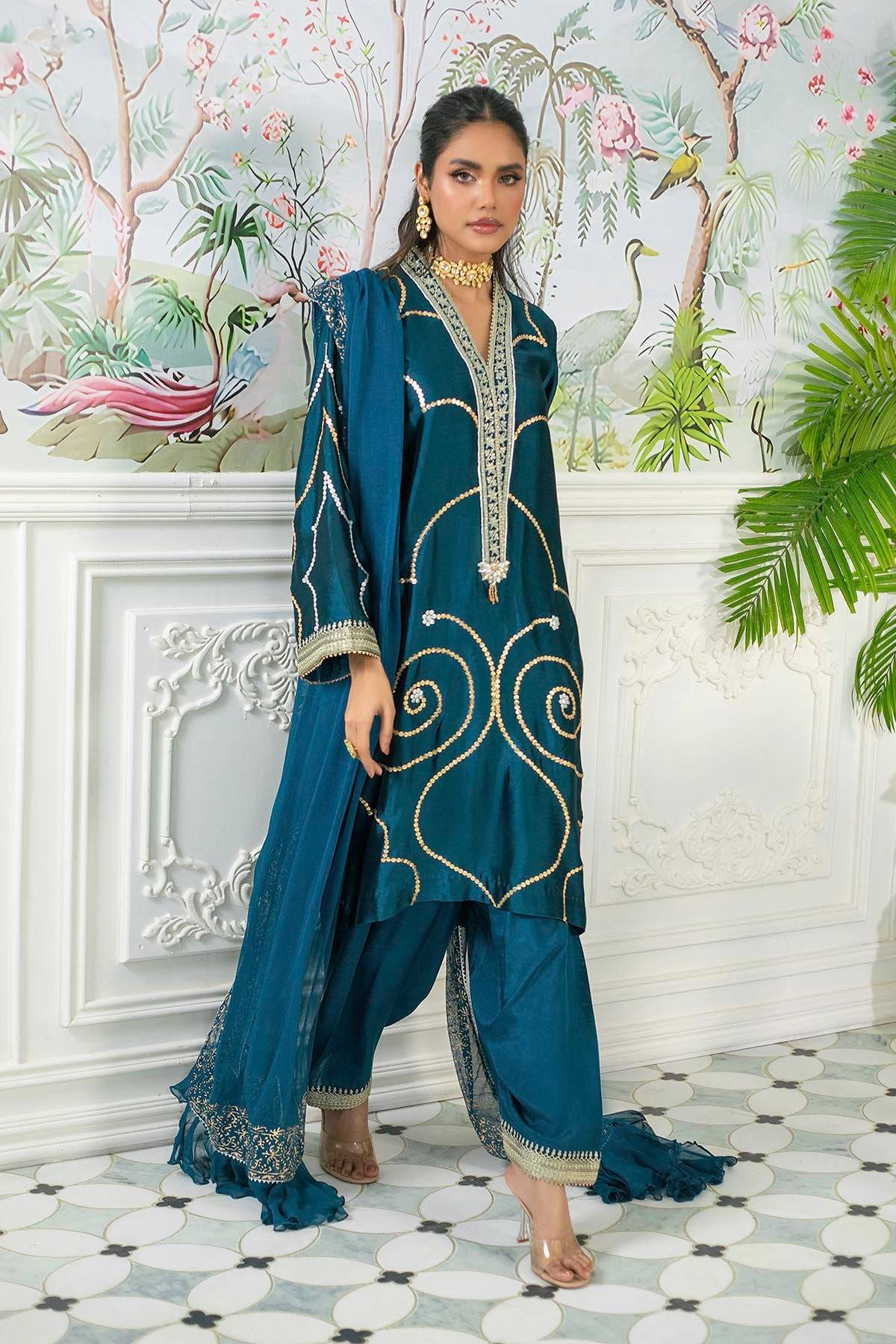 Annus Abrar | Sehr Eid Luxe | Izali Deep Teal by Maria Faisal - Registered Vendor of : Annus Abrar - type : Ladies Clothes - 100% original wedding dresses