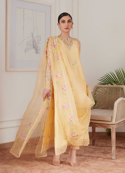 Farah Talib Aziz | Luna Eid Collection 24 | CYRILLA PALE YELLOW - Ladies Clothes - Maria Faisal