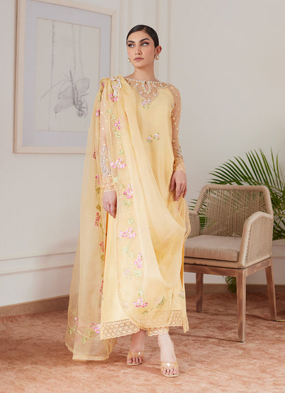Farah Talib Aziz | Luna Eid Collection 24 | CYRILLA PALE YELLOW - Ladies Clothes - Maria Faisal