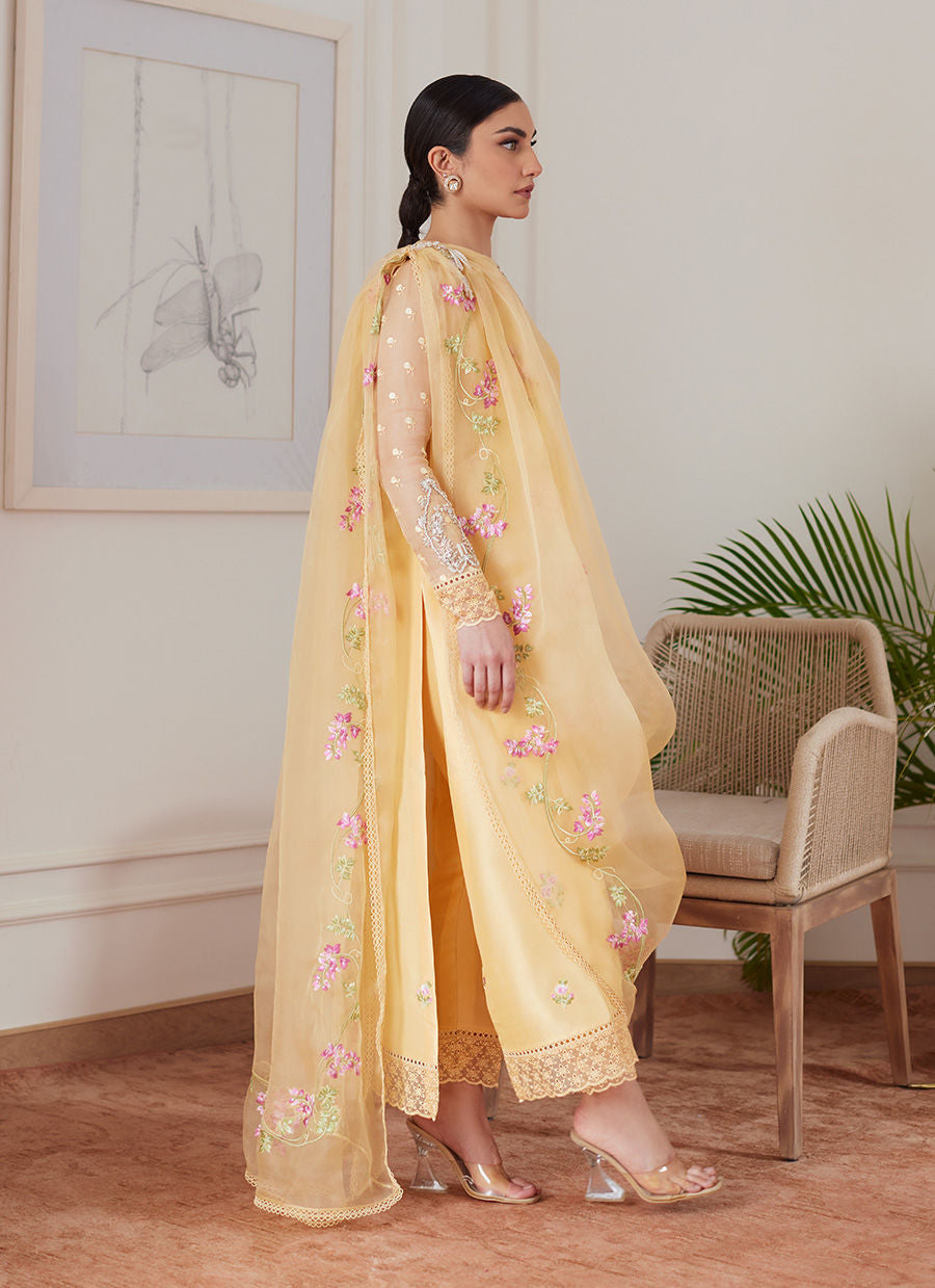 Farah Talib Aziz | Luna Eid Collection 24 | CYRILLA PALE YELLOW - Ladies Clothes - Maria Faisal