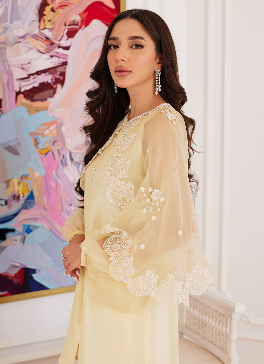 Farah Talib Aziz | Luna Eid Collection 24 | ESMERALDA PASTEL YELLOW - Ladies Clothes - Maria Faisal