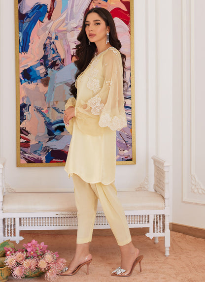Farah Talib Aziz | Luna Eid Collection 24 | ESMERALDA PASTEL YELLOW - Ladies Clothes - Maria Faisal