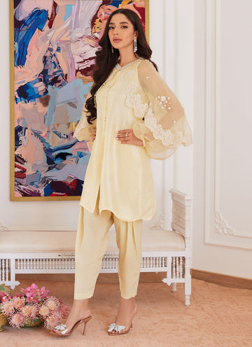 Farah Talib Aziz | Luna Eid Collection 24 | ESMERALDA PASTEL YELLOW