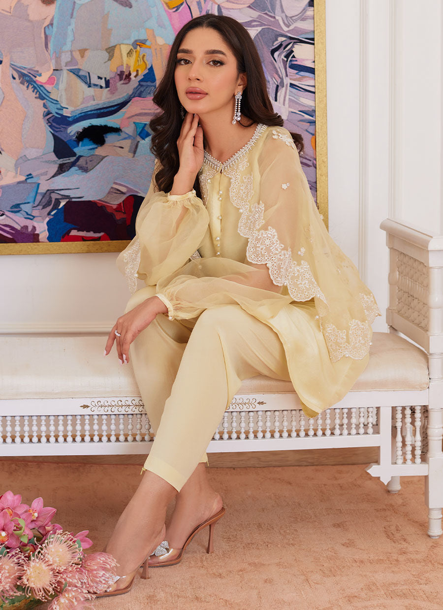 Farah Talib Aziz | Luna Eid Collection 24 | ESMERALDA PASTEL YELLOW - Ladies Clothes - Maria Faisal