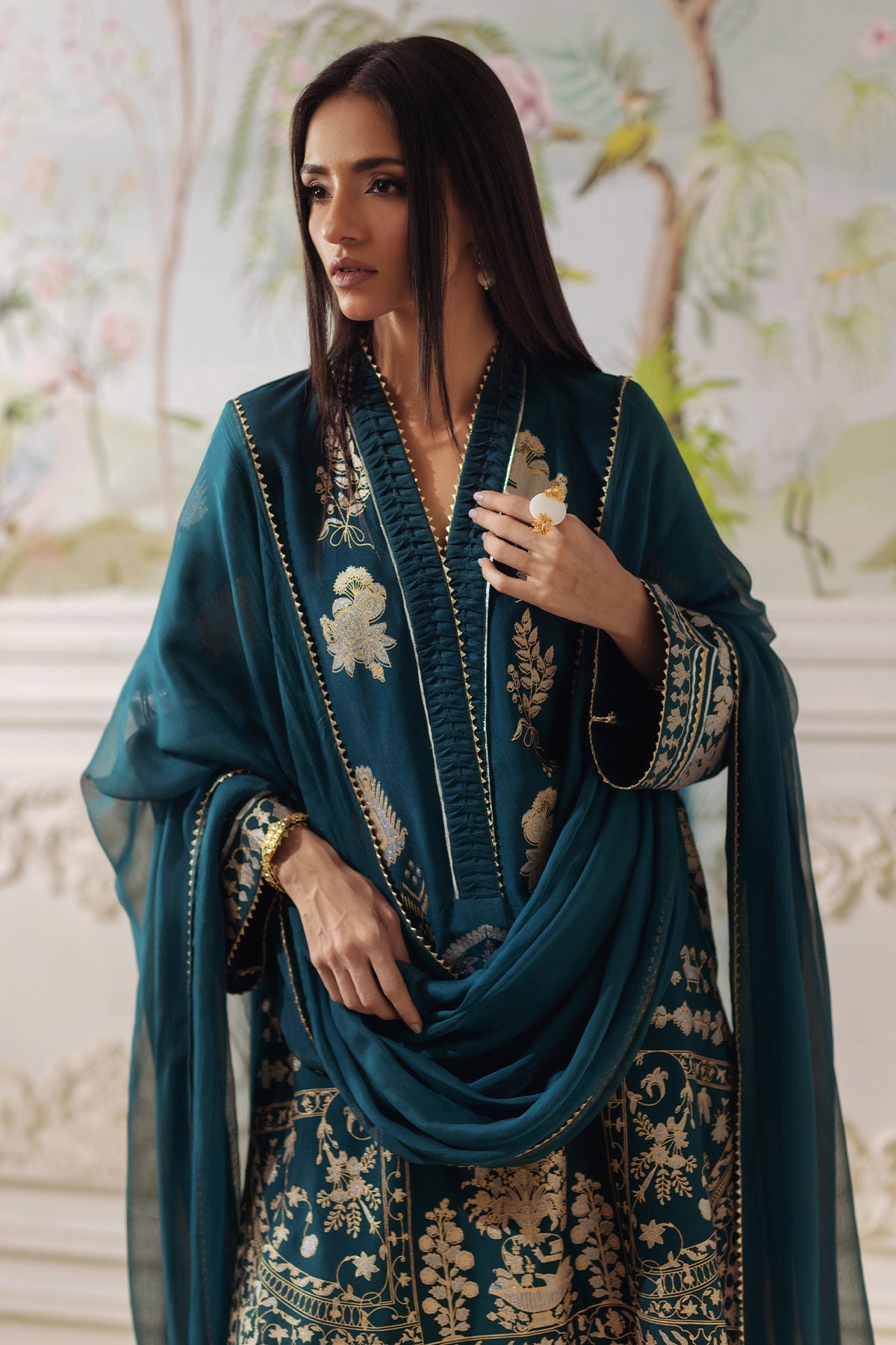 Annus Abrar | Elemental Festive | Qirat (Shirt, Pants and Dupatta) - Ladies Clothes - Maria Faisal