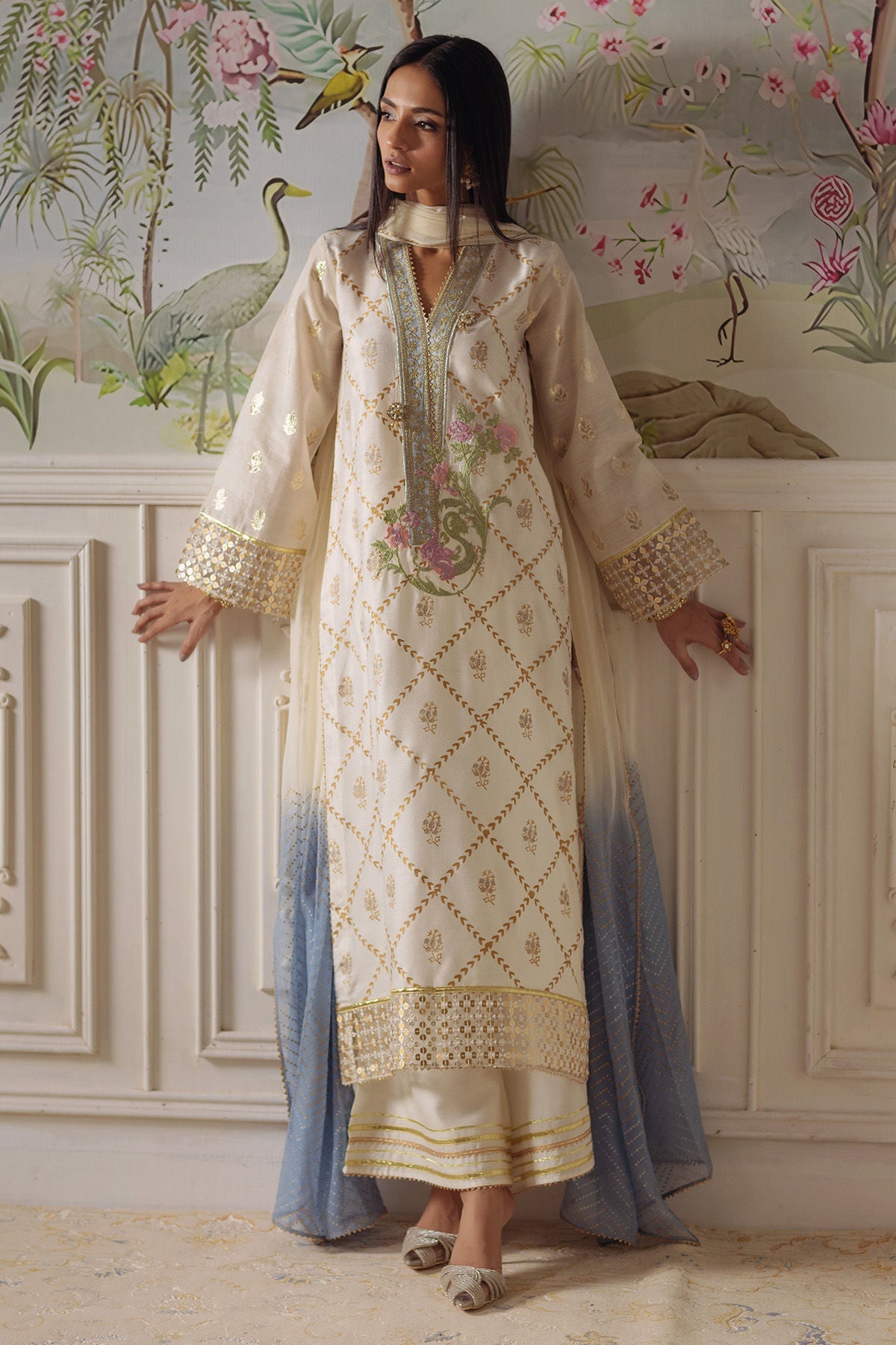 Annus Abrar | Elemental Festive | Fasila (Shirt, Pants and Dupatta) - Ladies Clothes - Maria Faisal