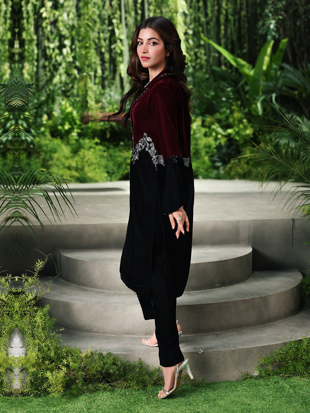 Ain | Twilight The Velvet Edit | AN-184 - Luxury Dress - available at Maria Faisal in UK and USA.