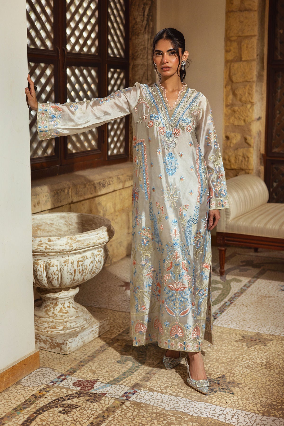 Annus Abrar | Leah Luxury Pret | Bisha Kaftaan - Formal Dress - available at Maria Faisal in UK and USA.