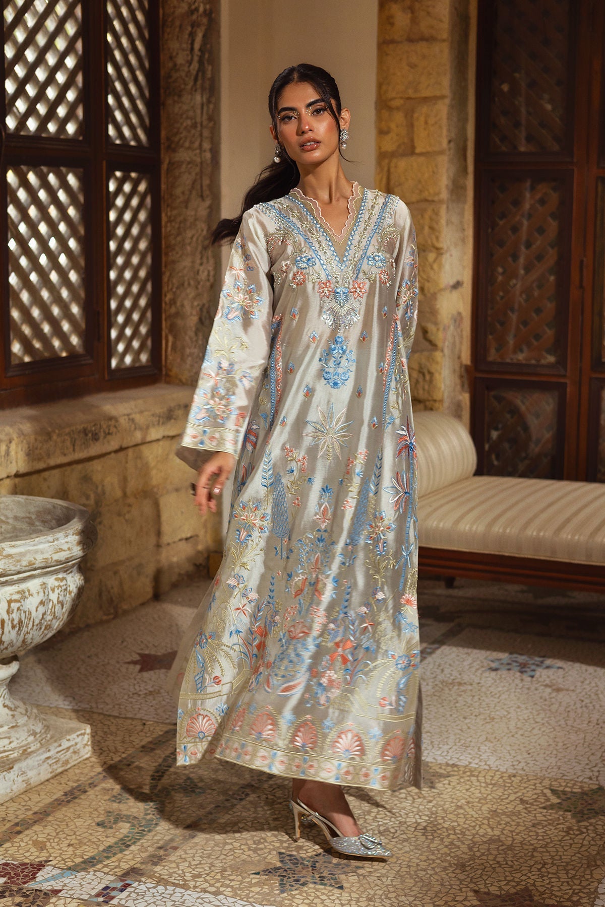 Annus Abrar | Leah Luxury Pret | Bisha Kaftaan - Formal Dress - available at Maria Faisal in UK and USA.