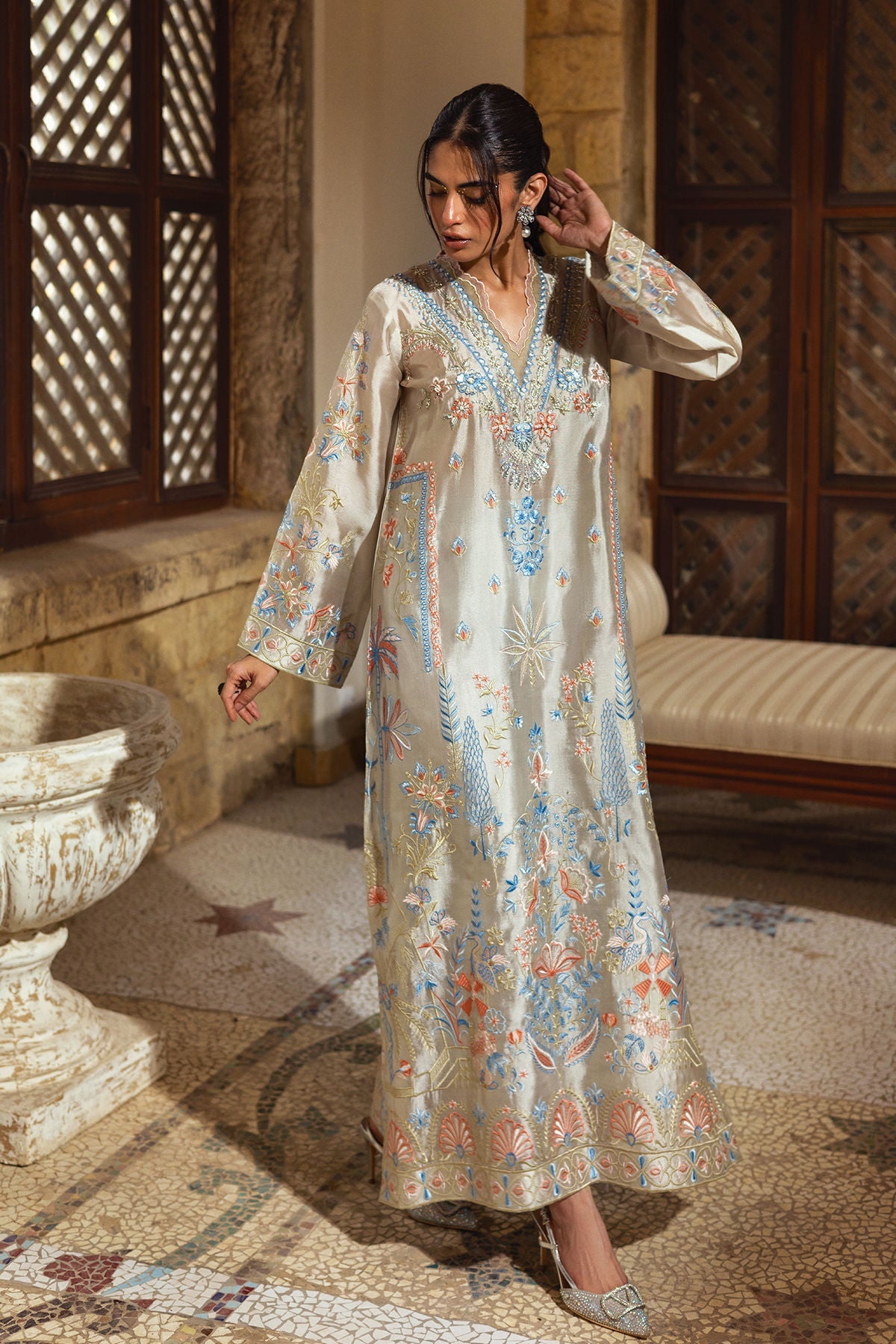 Annus Abrar | Leah Luxury Pret | Bisha Kaftaan - Formal Dress - available at Maria Faisal in UK and USA.