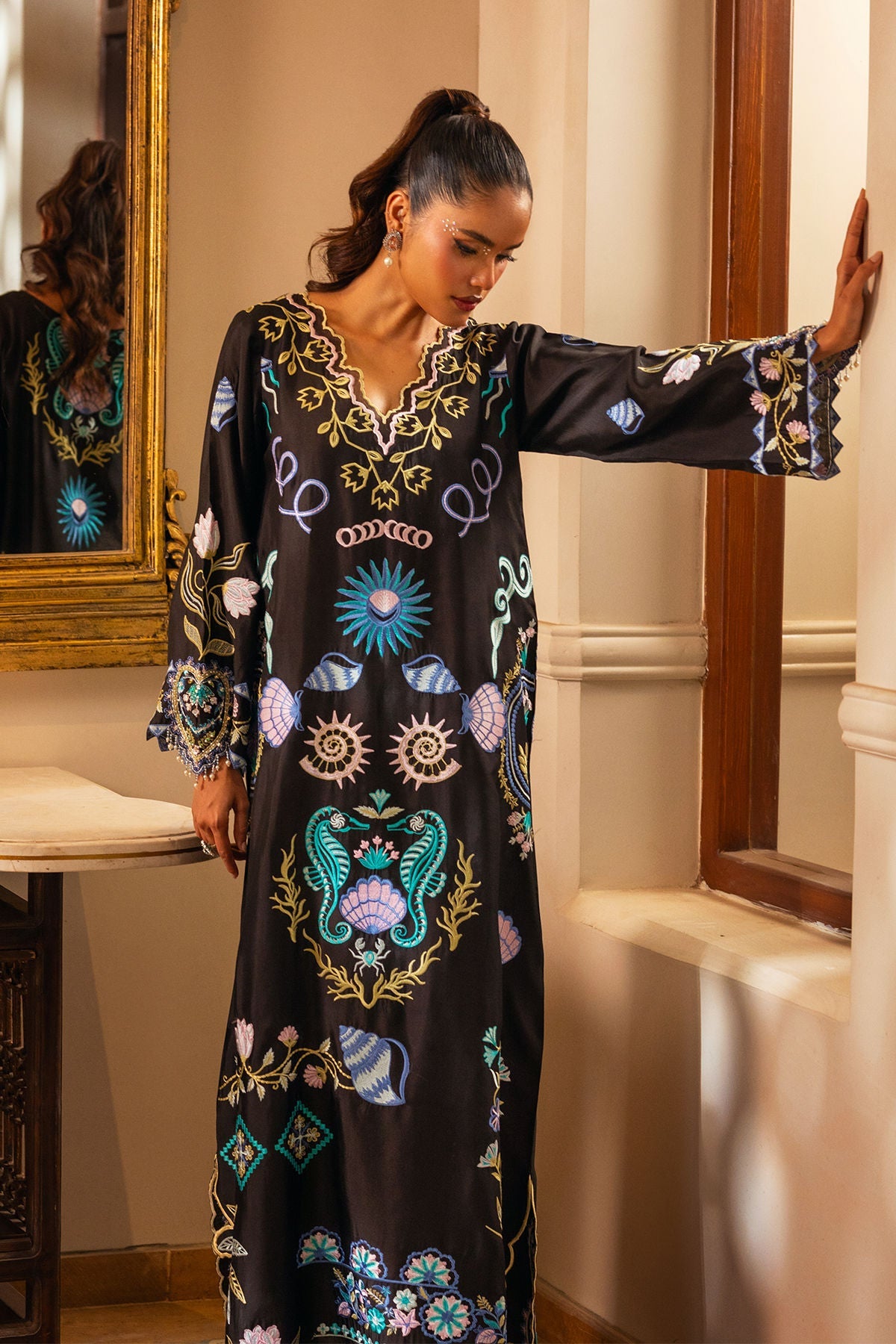 Annus Abrar | Leah Luxury Pret |Kayla Kaftan - Formal Dress - available at Maria Faisal in UK and USA.