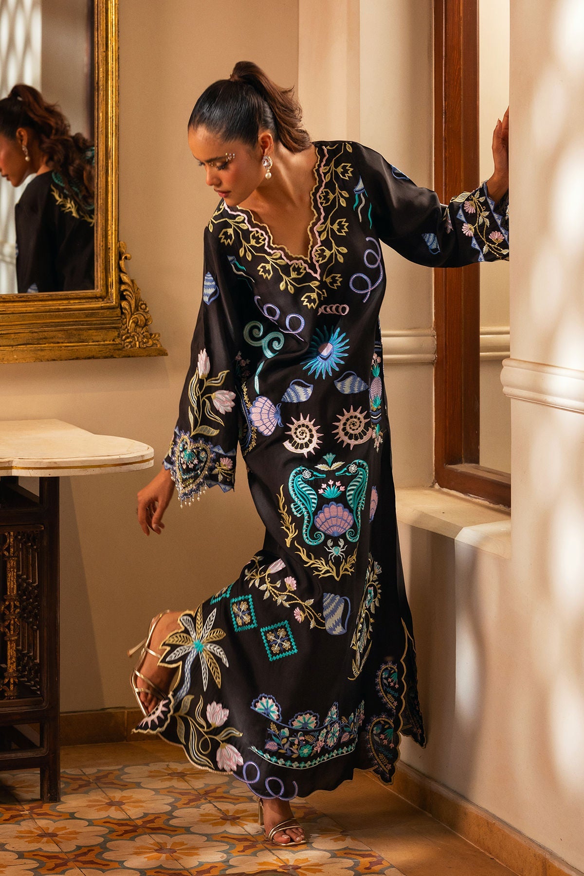 Annus Abrar | Leah Luxury Pret |Kayla Kaftan - Formal Dress - available at Maria Faisal in UK and USA.
