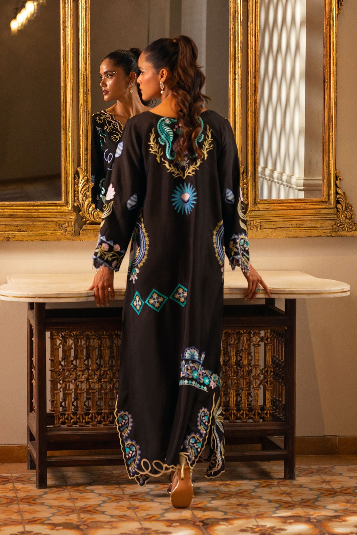 Annus Abrar | Leah Luxury Pret |Kayla Kaftan - Formal Dress - available at Maria Faisal in UK and USA.