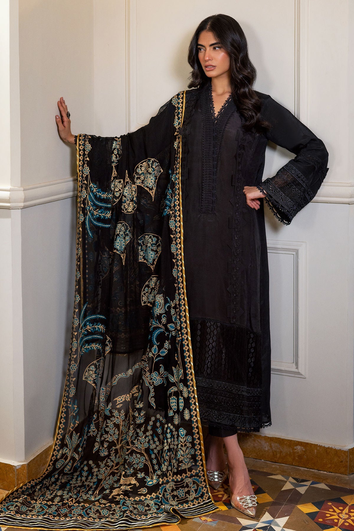 Annus Abrar | Elemental Basics | Zura - Luxury Dress - available at Maria Faisal in UK and USA.