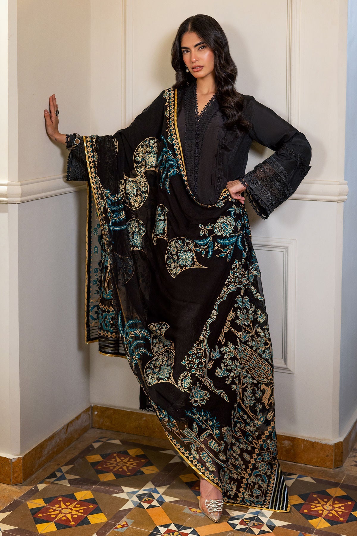 Annus Abrar | Elemental Basics | Zura - Luxury Dress - available at Maria Faisal in UK and USA.
