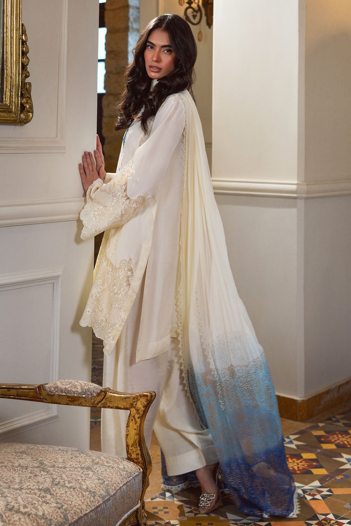 Annus Abrar | Elemental Basics |Shiba - Luxury Dress - available at Maria Faisal in UK and USA.