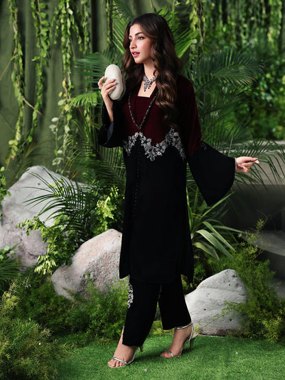 Ain | Twilight The Velvet Edit | AN-184 - Luxury Dress - available at Maria Faisal in UK and USA.
