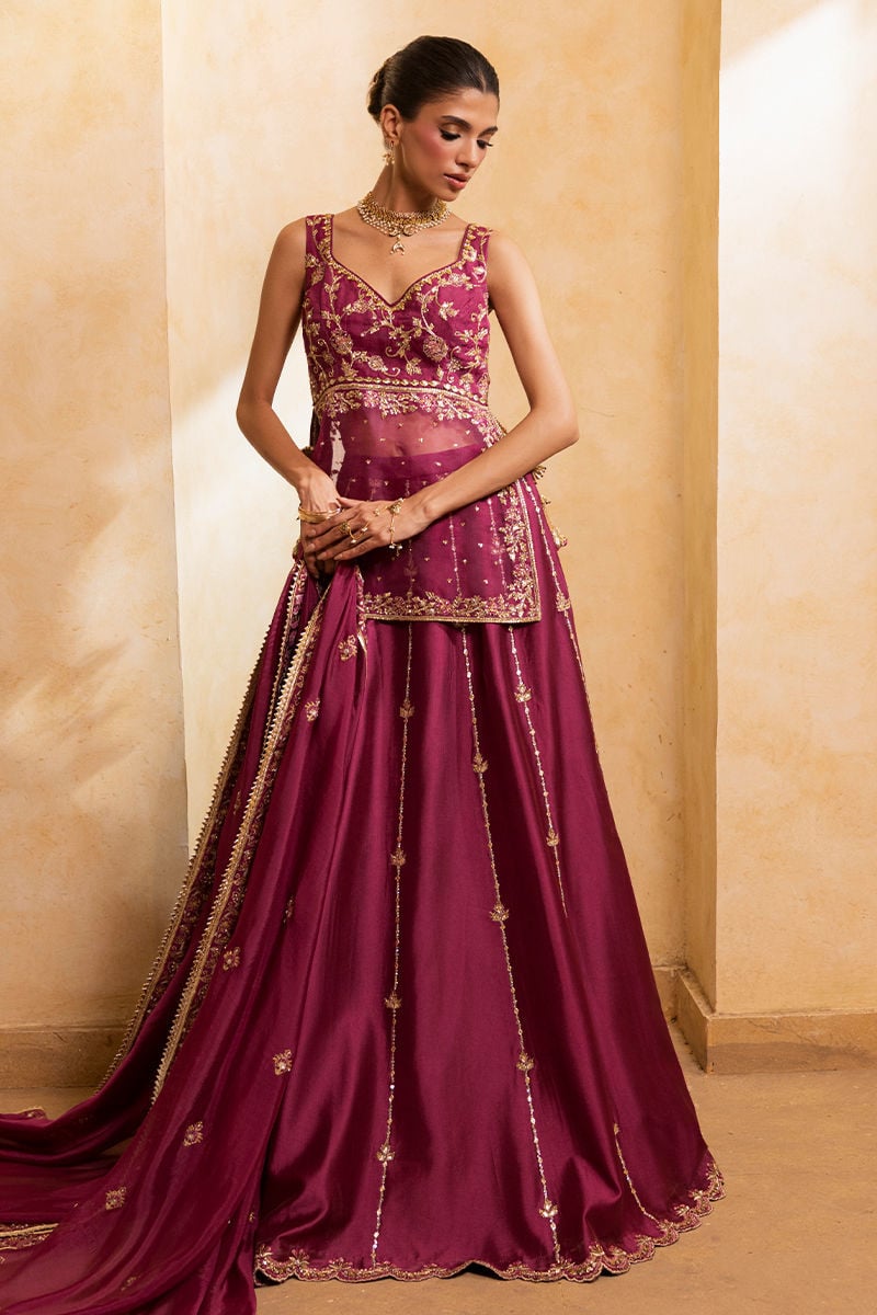 Ansab Jahangir | Artisan Prints 26 |Berry Velour - Formal Dress - available at Maria Faisal in UK and USA.