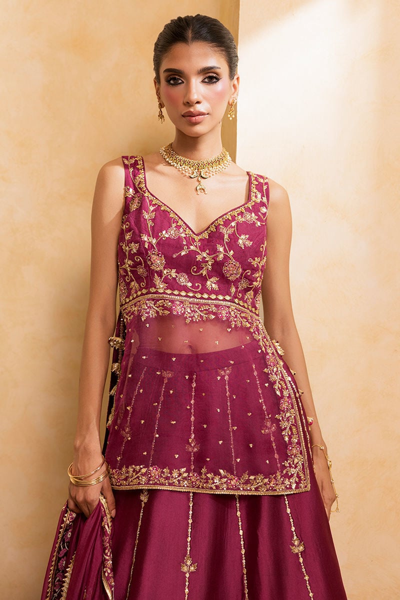 Ansab Jahangir | Artisan Prints 26 |Berry Velour - Formal Dress - available at Maria Faisal in UK and USA.