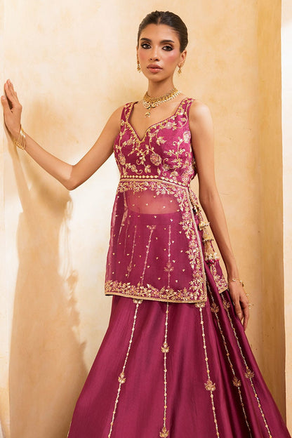 Ansab Jahangir | Artisan Prints 26 |Berry Velour - Formal Dress - available at Maria Faisal in UK and USA.