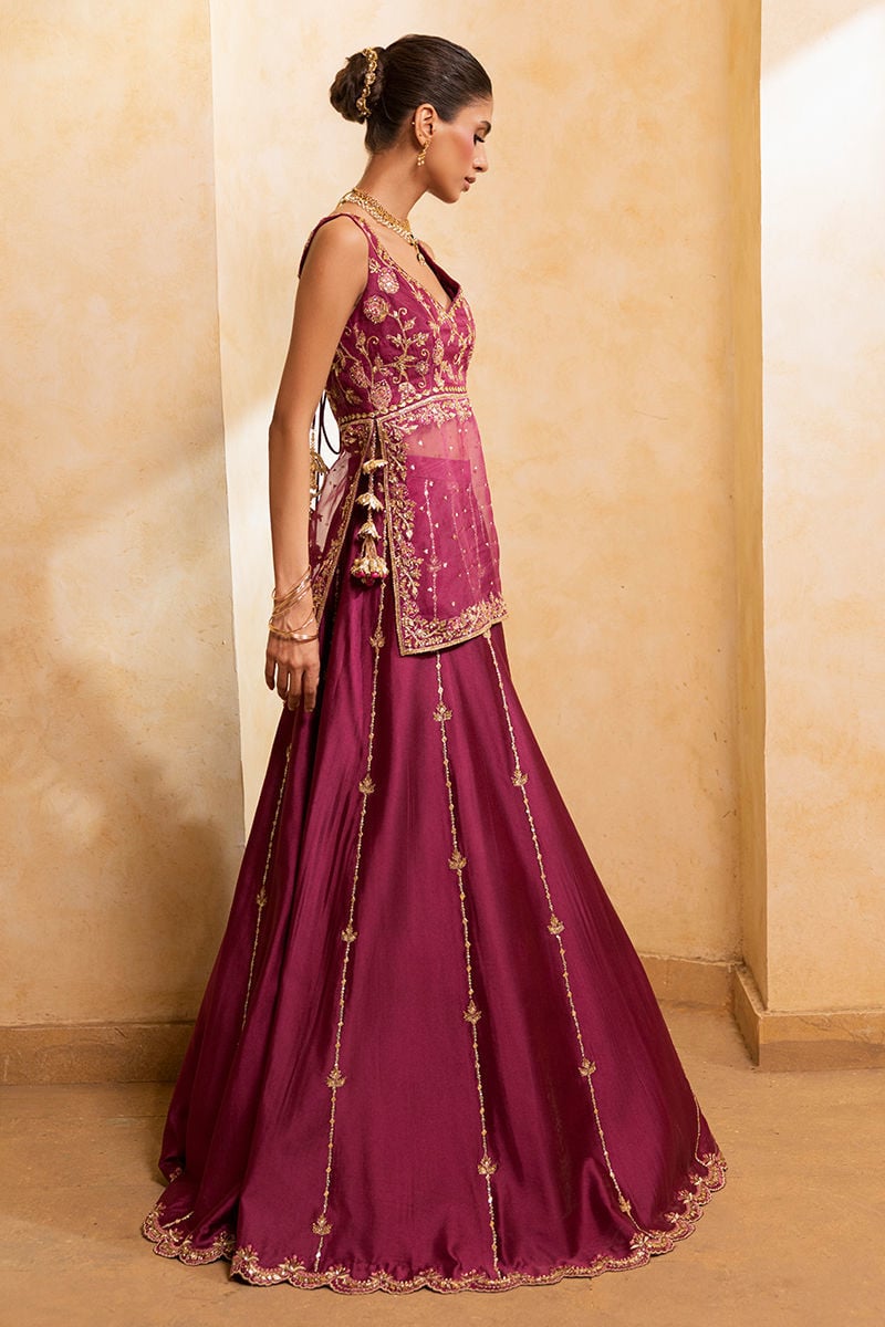 Ansab Jahangir | Artisan Prints 26 |Berry Velour - Formal Dress - available at Maria Faisal in UK and USA.