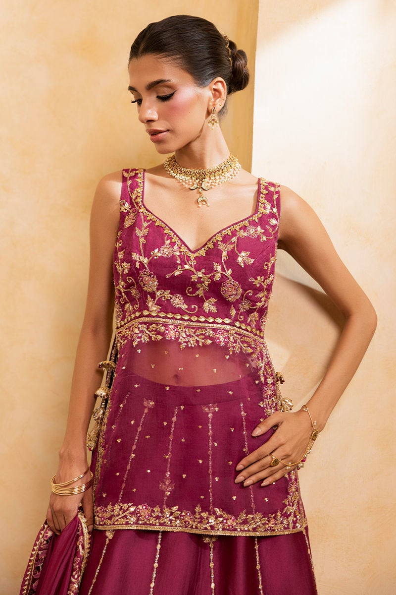 Ansab Jahangir | Artisan Prints 26 |Berry Velour - Formal Dress - available at Maria Faisal in UK and USA.
