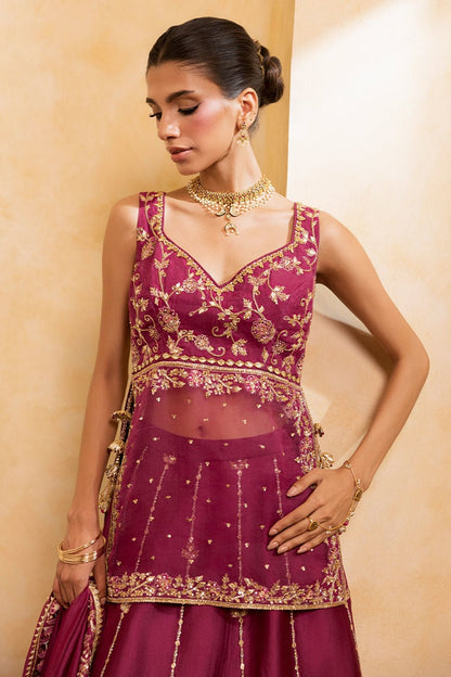 Ansab Jahangir | Artisan Prints 26 |Berry Velour - Formal Dress - available at Maria Faisal in UK and USA.