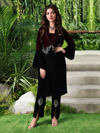 Ain | Twilight The Velvet Edit | AN-184 - Luxury Dress - available at Maria Faisal in UK and USA.