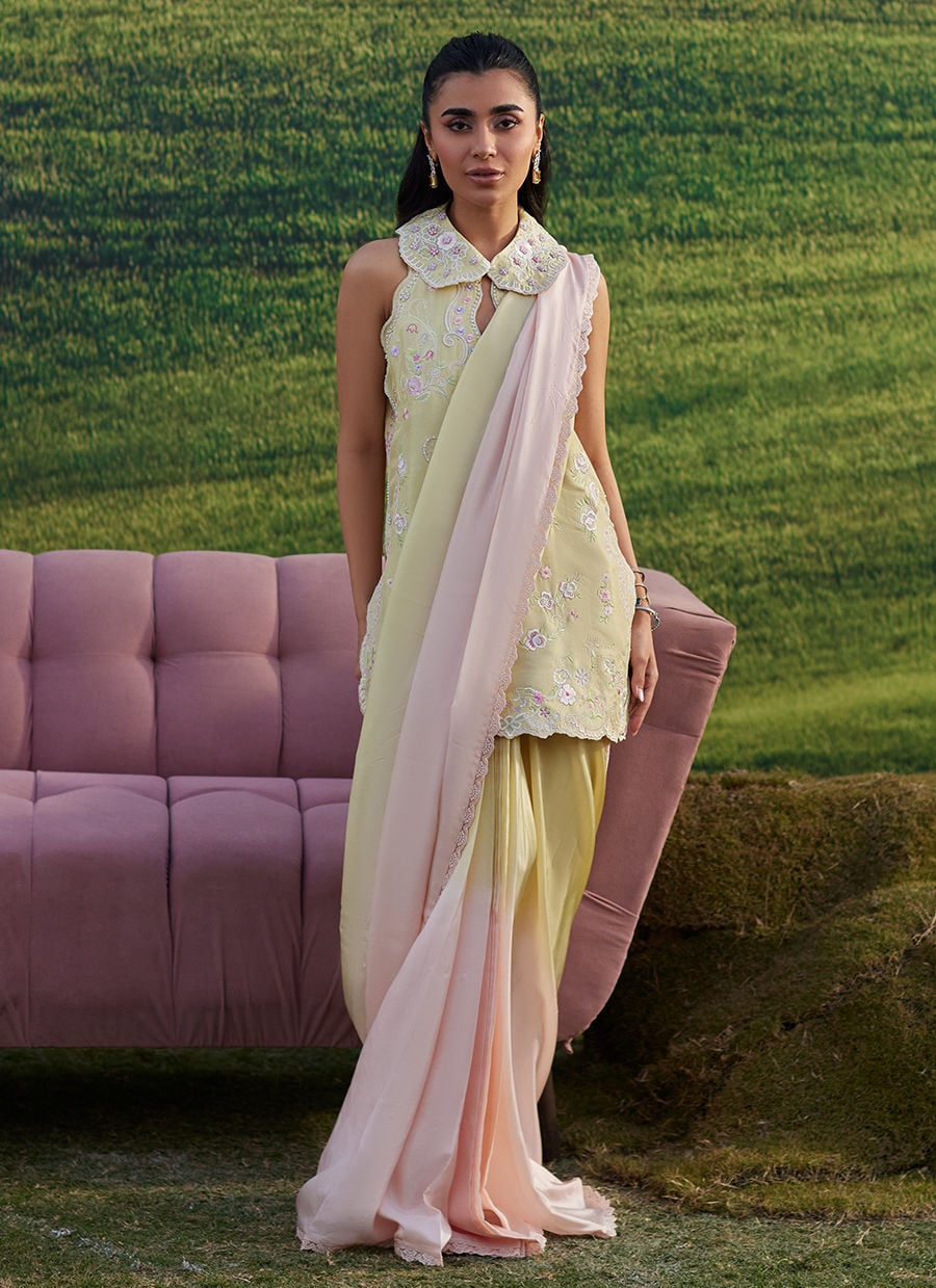 Farah Talib Aziz | Luna Eid 26 | Esma Sari - Luxury Dress - available at Maria Faisal in UK and USA.