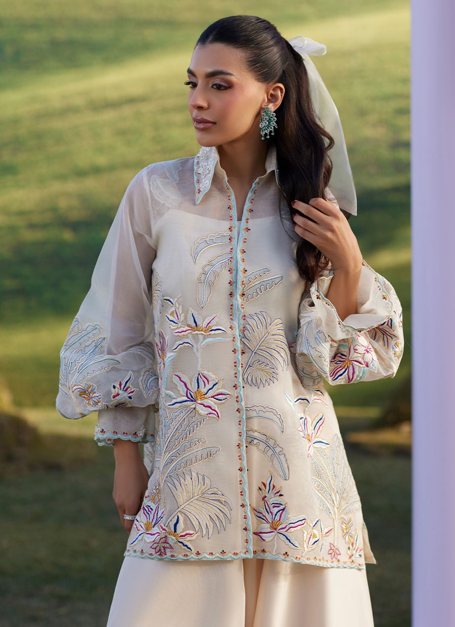 Farah Talib Aziz | Luna Eid 26 | Astra Jacket - Luxury Dress - available at Maria Faisal in UK and USA.