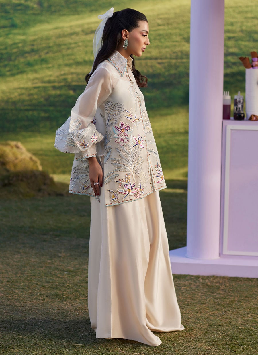 Farah Talib Aziz | Luna Eid 26 | Astra Jacket - Luxury Dress - available at Maria Faisal in UK and USA.