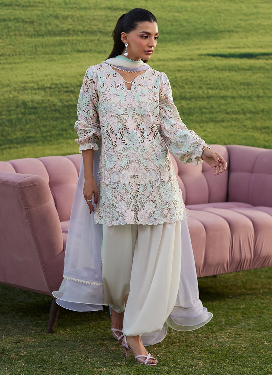 Farah Talib Aziz | Luna Eid 26 | Lyla Mist - Luxury Dress - available at Maria Faisal in UK and USA.