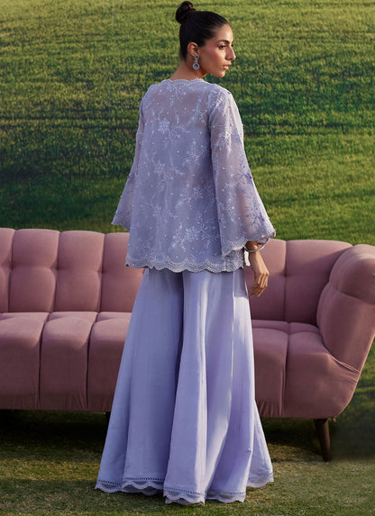 Farah Talib Aziz | Luna Eid 26 | Lilac Haze Jacket - Luxury Dress - available at Maria Faisal in UK and USA.
