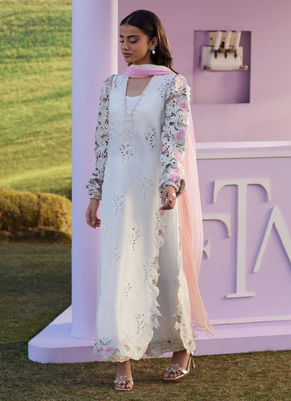 Farah Talib Aziz | Luna Eid 26 | Rose Lace Shirt And Dupatta - Luxury Dress - available at Maria Faisal in UK and USA.