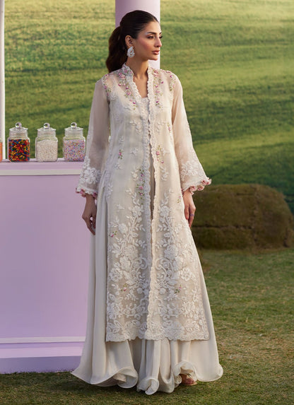 Farah Talib Aziz | Luna Eid 26 | Melia Jacket - Luxury Dress - available at Maria Faisal in UK and USA.