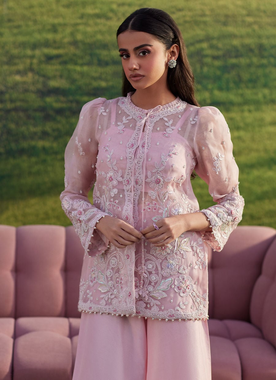 Farah Talib Aziz | Luna Eid 26 | Mairi Jacket - Luxury Dress - available at Maria Faisal in UK and USA.