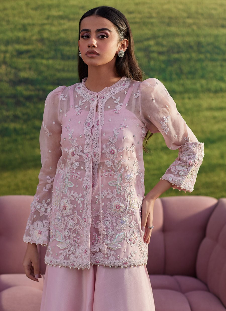 Farah Talib Aziz | Luna Eid 26 | Mairi Jacket - Luxury Dress - available at Maria Faisal in UK and USA.