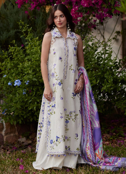 Farah Talib Aziz | Luxury Lawn 26 | Evita Ivory - Luxury Dress - available at Maria Faisal in UK and USA.
