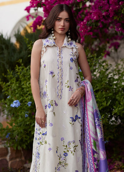 Farah Talib Aziz | Luxury Lawn 26 | Evita Ivory - Luxury Dress - available at Maria Faisal in UK and USA.