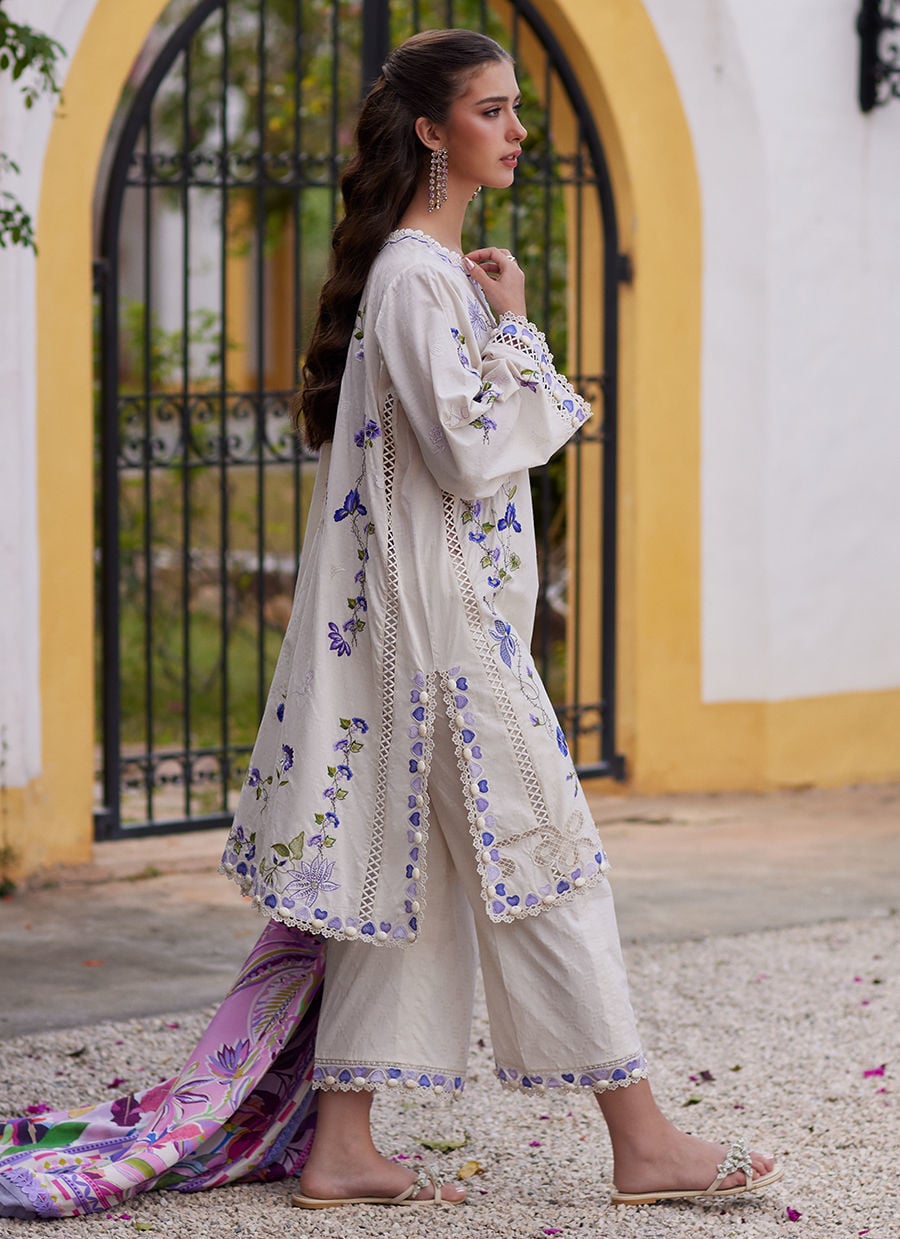 Farah Talib Aziz | Luxury Lawn 26 | Evita Ivory - Luxury Dress - available at Maria Faisal in UK and USA.