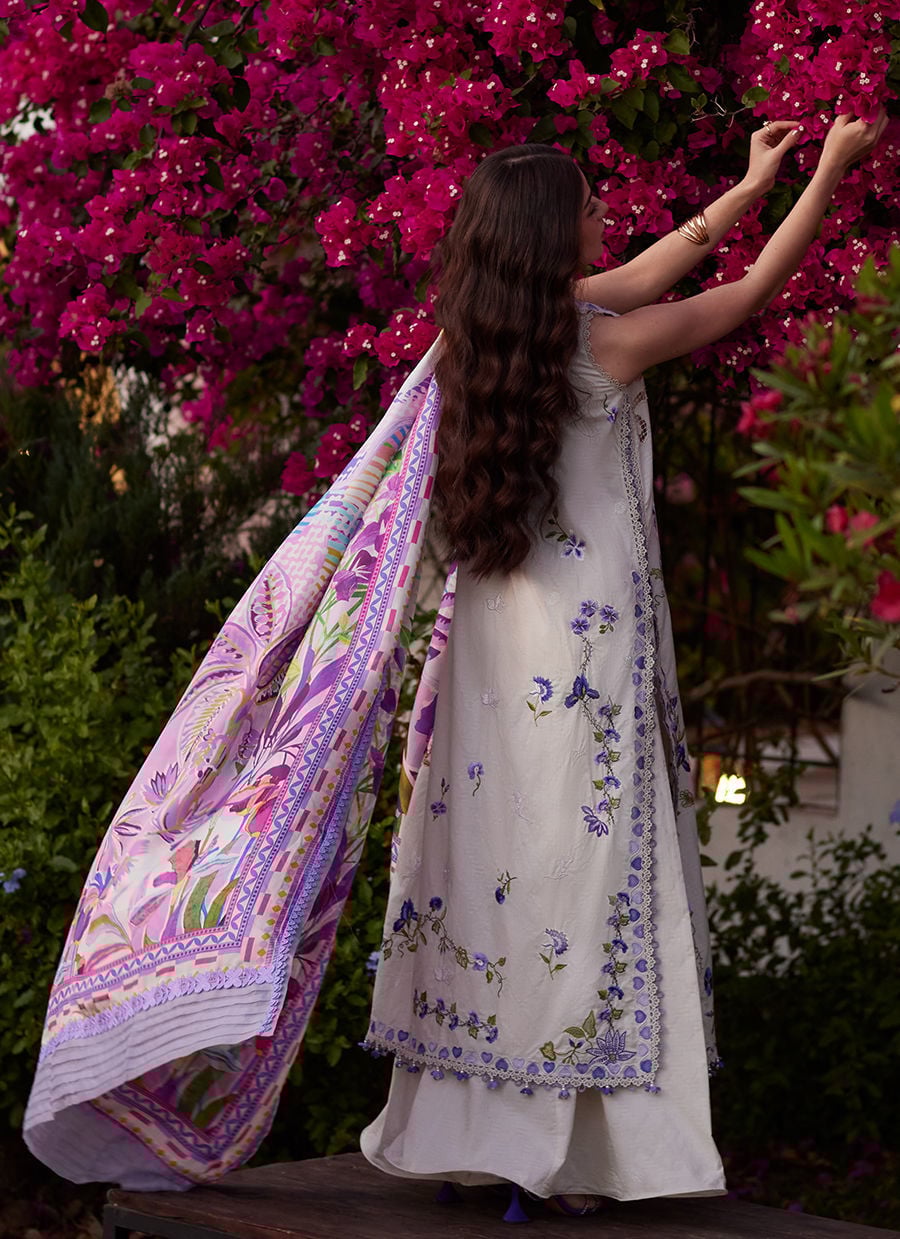 Farah Talib Aziz | Luxury Lawn 26 | Evita Ivory - Luxury Dress - available at Maria Faisal in UK and USA.