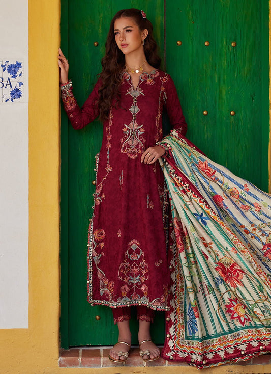 Farah Talib Aziz | Luxury Lawn 26 | Sofia Scarlet - Luxury Dress - available at Maria Faisal in UK and USA.