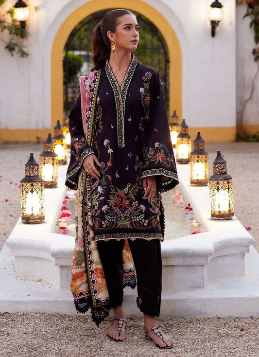 Farah Talib Aziz | Luxury Lawn 26 | Blanca Black - Luxury Dress - available at Maria Faisal in UK and USA.
