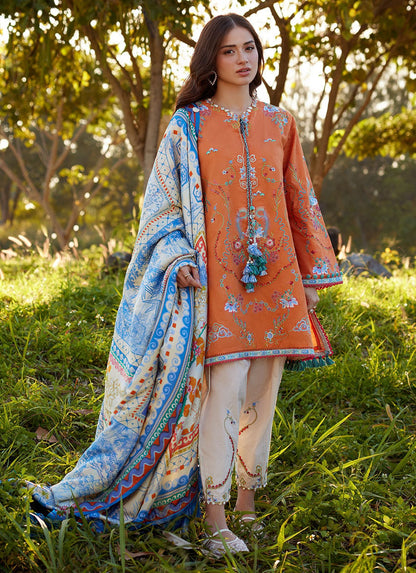 Farah Talib Aziz | Luxury Lawn 26 | Lucia Burnt Orange - Luxury Dress - available at Maria Faisal in UK and USA.