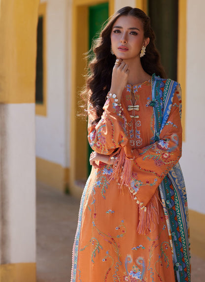 Farah Talib Aziz | Luxury Lawn 26 | Lucia Burnt Orange - Luxury Dress - available at Maria Faisal in UK and USA.
